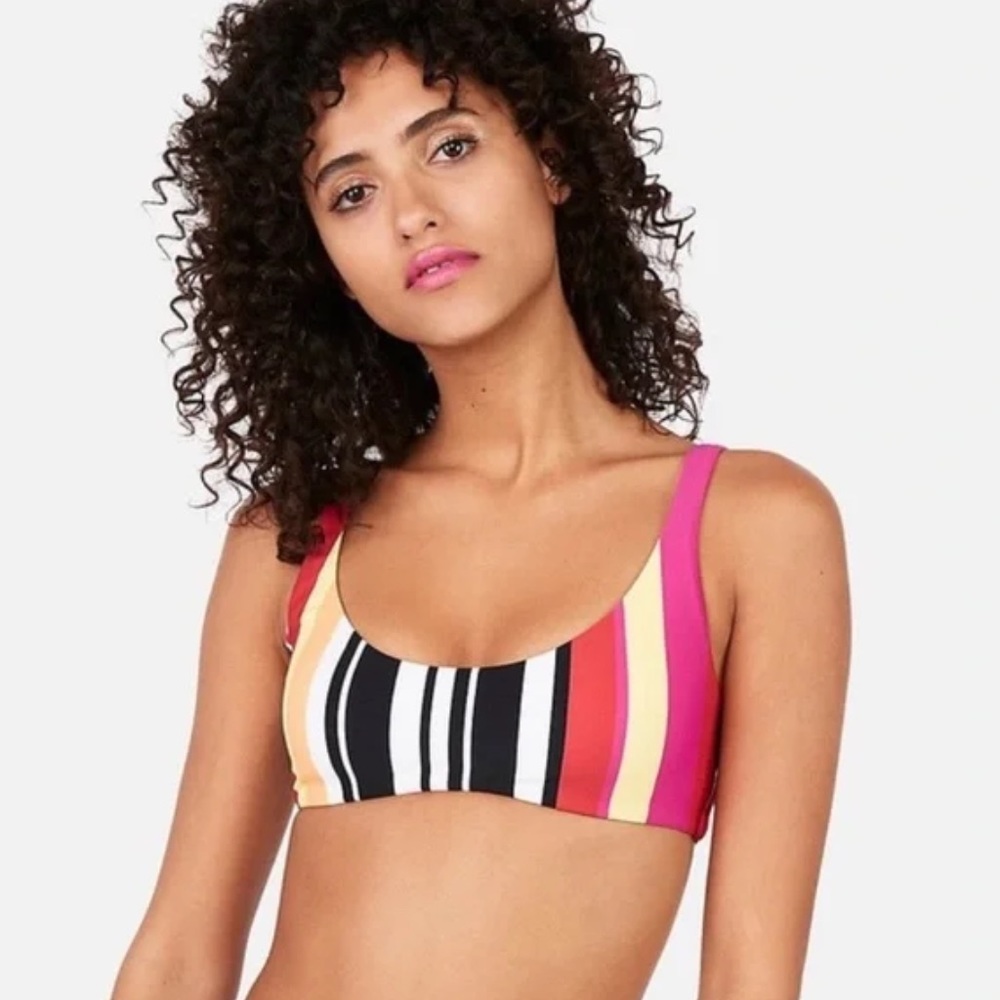 Express striped bikini top, size medium
